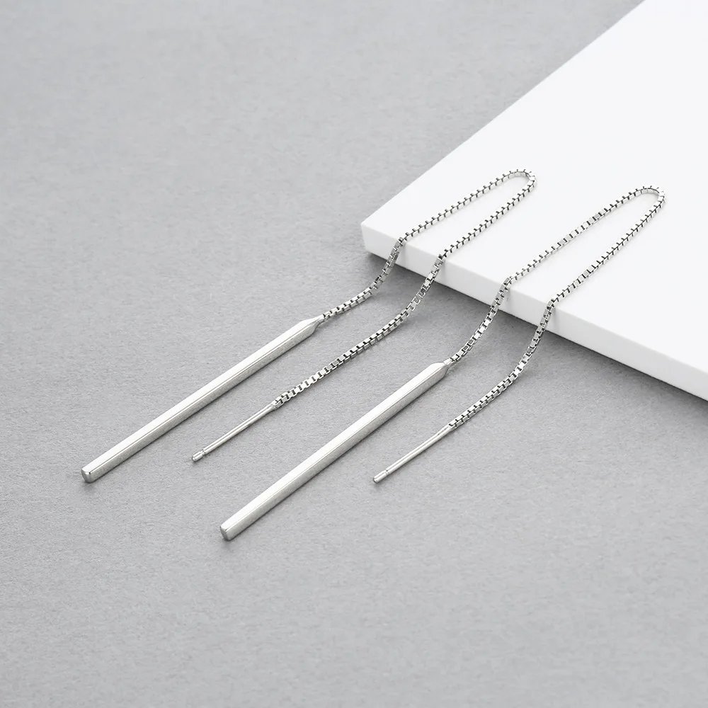long bar ear line 100% 925 Sterling silver Jewelry fashion Hypoallergenic dangle earrings for women gift charms | Украшения и