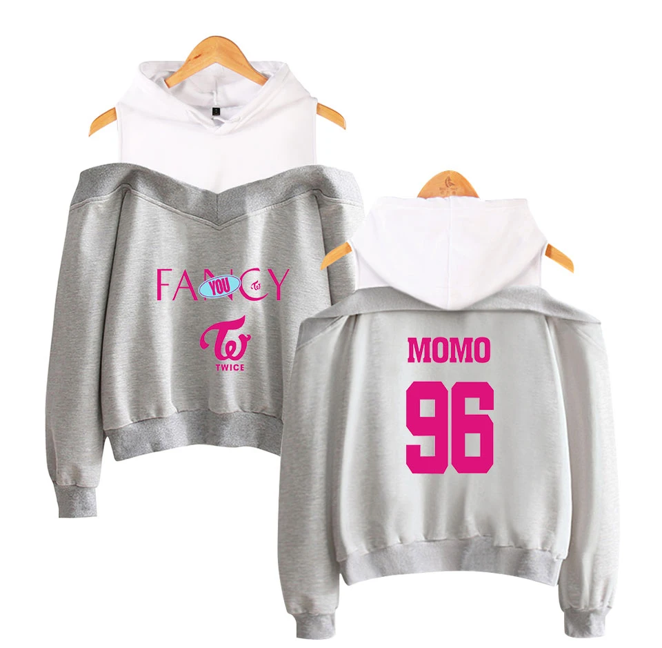 Twice Fancy розовые толстовки женские летние Harajuku с открытыми плечами модная толстовка, худи в Корейском стиле женская одежда Kawaii Kpop