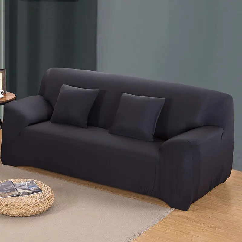 Black two seat 1/2/3/4 местный эластичные чехлы для диванов диван-кровать, дешевая хлопковая диванных чехлов для Гостиная диван Чехол для дивана - Цвет: Black two seat