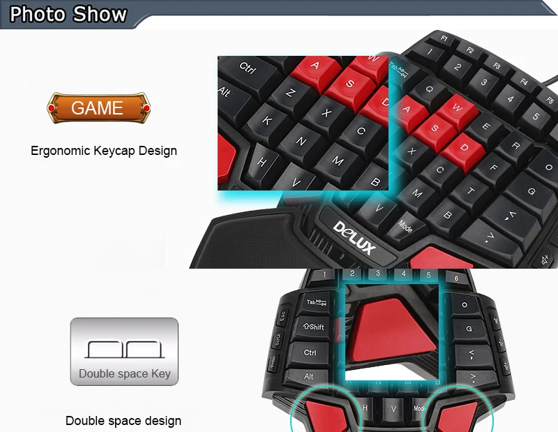 Delux Gamer Gaming T9 комбинированный набор клавиатура и мышь ПК профессиональная проводная клавиатура с 3200 dpi USB светодиодный игровая мышь