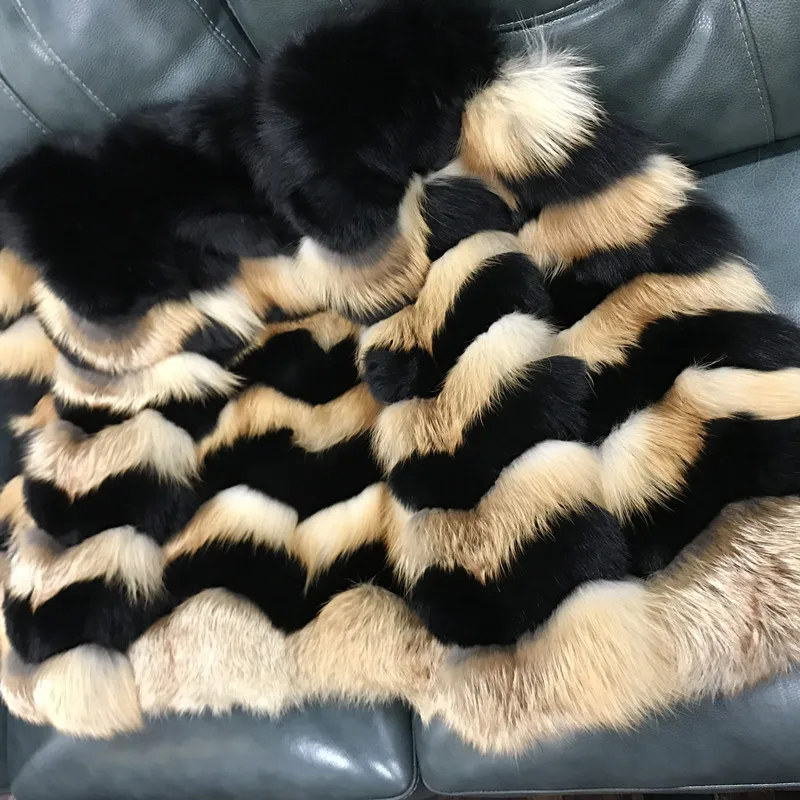 YINFEI Best Real Fox Fur Coat For Women Genuine Silver Outerwear Natural Jackets Waistcoat | Женская одежда