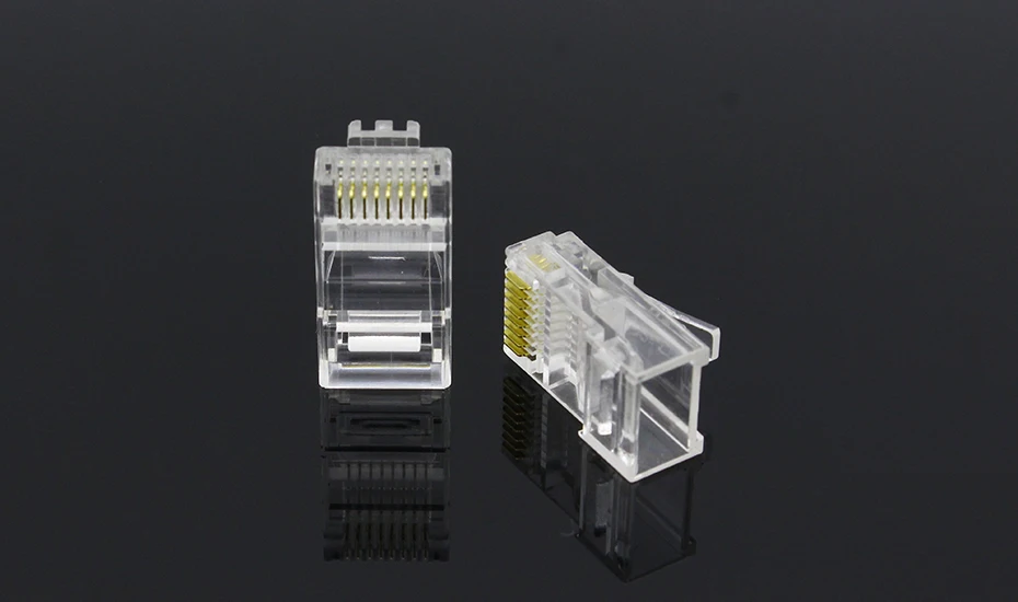 Абсолютно 100 шт кристальная головка RJ45 CAT5 CAT5E модульный разъем позолоченный сетевой разъем