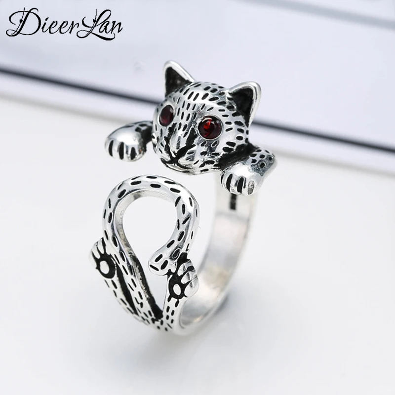 

New Design Retro 925 Sterling Silver Temperament Cat Rings for Women Adjustable Size Ring Fashion sterling-silver-jewelry