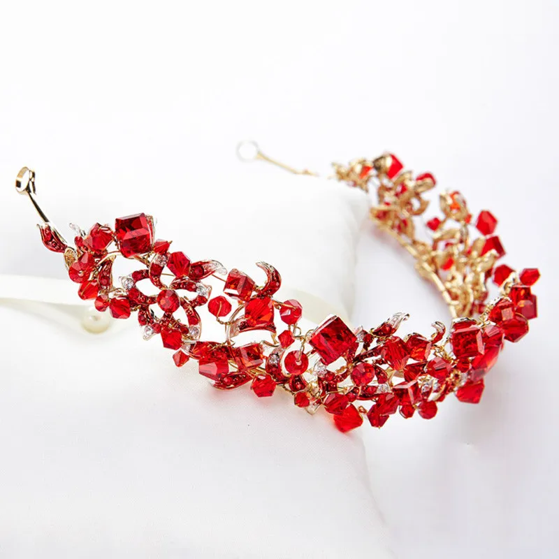 Тиары в стиле барокко для невесты винтажные золотистые тиары с красными