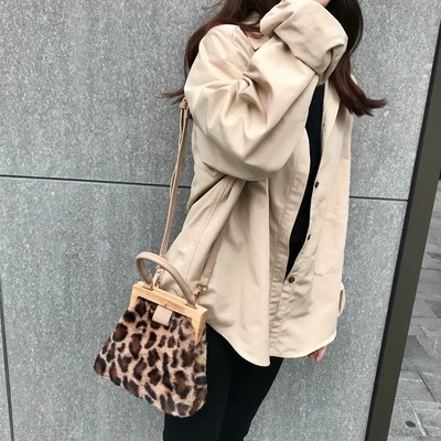 Дизайнерская Женская Сумка тоут в клетку с леопардовым принтом винтажная