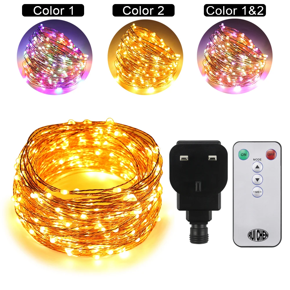Dual-Color-30M 300 светодиодный s медный провод светодиодный гирлянды Звездные огни для изящные свадебные светильники+ UL CE сертифицированный(США/ЕС/Великобритания) адаптер