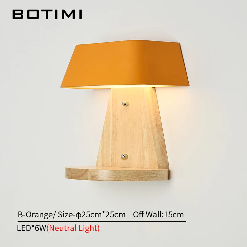 B-Orange BOTIMI, домашний декор, 220 В, светодиодный настенный светильник для спальни, отеля, металлический абажур, настенный, настенный, для детских комнат, прикроватный светильник - Цвет абажура: B-Orange