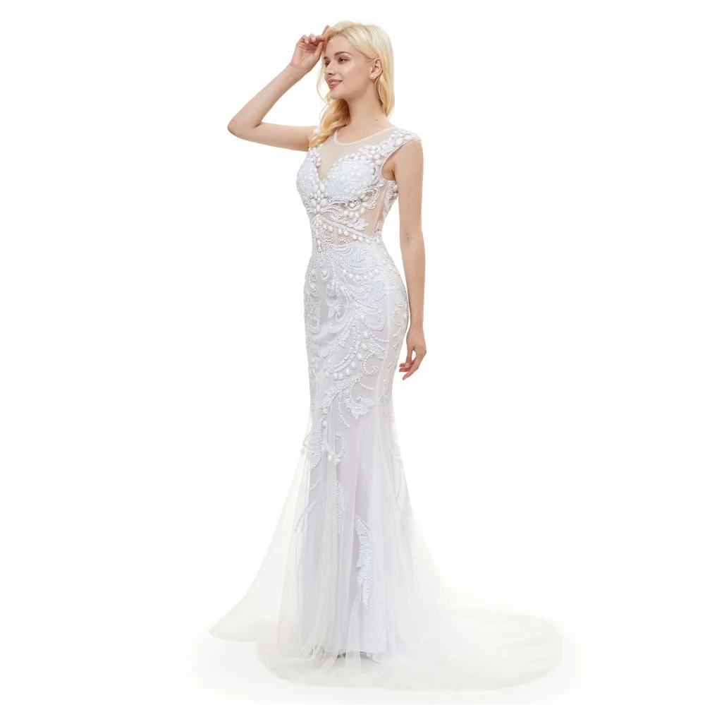 Роскошное белое вечернее платье Forevergracedress с рукавами крылышками и открытой