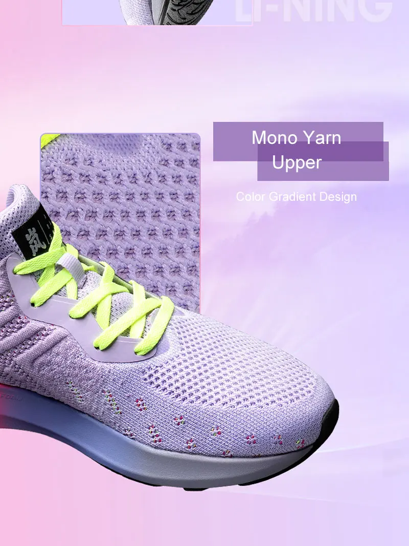 Li-Ning Для женщин Араши удобные кроссовки для бега; подойдет как для повседневной носки, так дышащие колготки в сеточку и принтом светильник поролоновой подкладкой ноская Спортивная обувь Кроссовки ARHP214 XYP932