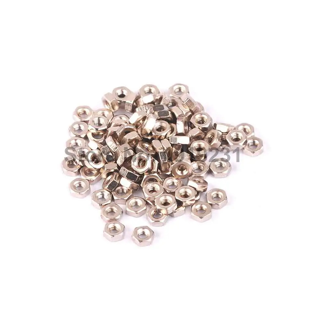 100 шт./лот Метрическая резьба M2 шестигранные гайки из нержавеющей стали |