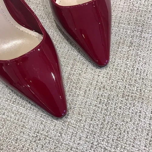 Claret QueePace женская обувь туфли из натуральной кожи на плоской подошве с острым носком и ремешком на щиколотке женские летние туфли без застежки на плоской подошве с бантом-бабочкой - Color: Claret