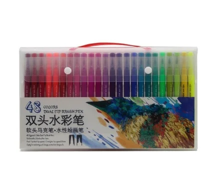 48color San48/60/100 Цвет двойной кисти для рисования ручка концом и кисти для рисования картины воды Цвет ручки для Цвет ing манга каллиграфия - Цвет: 48color