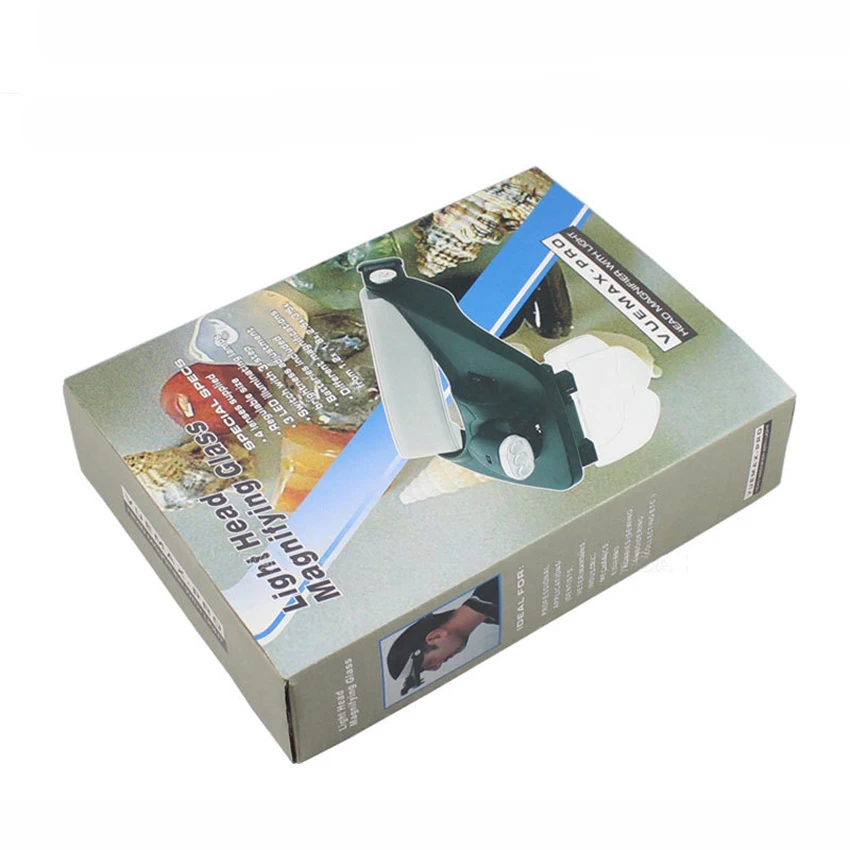 Голова-носить светодиодный Лупа с подсветкой 4 различными стеклами (1.2X 1.8X 2.5X 3.5X)