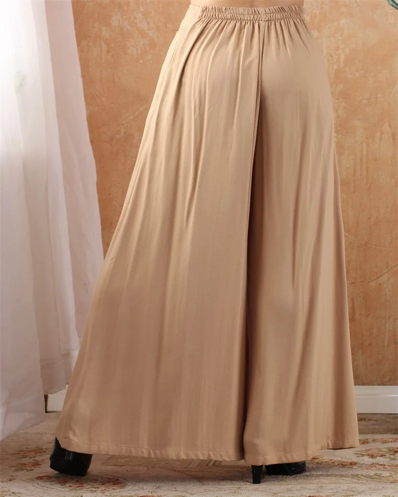 Женские элегантные эластичные брюки Капри цвета хаки на осень и весну широкие с