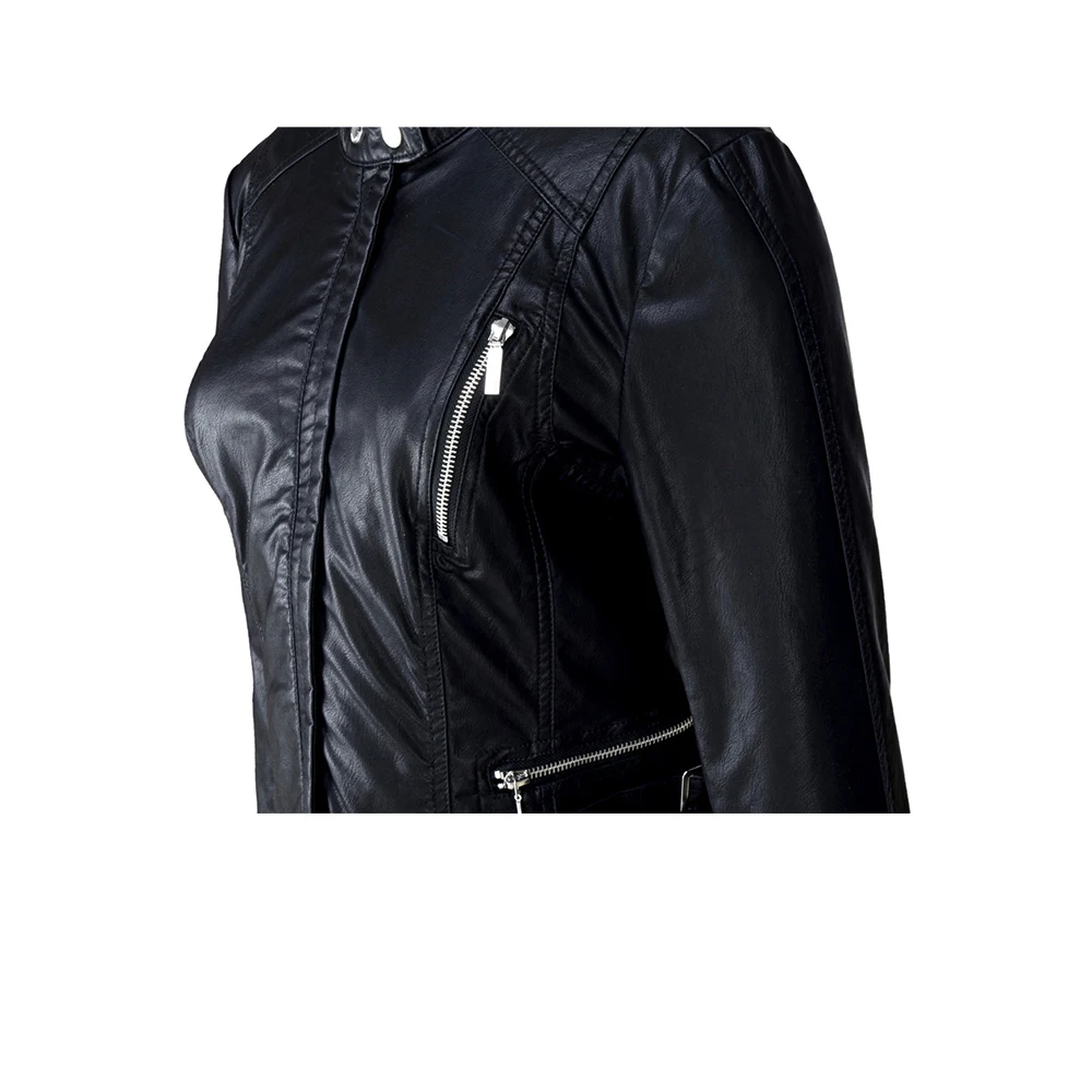 Escalier черная модная мотоциклетная Блузка Женская Ретро куртка с длинным рукавом