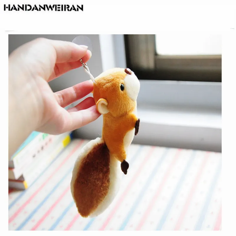 

1PC Small Little Squirrel Plush Toy Mini Cute Pendant Big Tail Knapsack Key Chain Soft Stuffed Animal Pendant 8cm