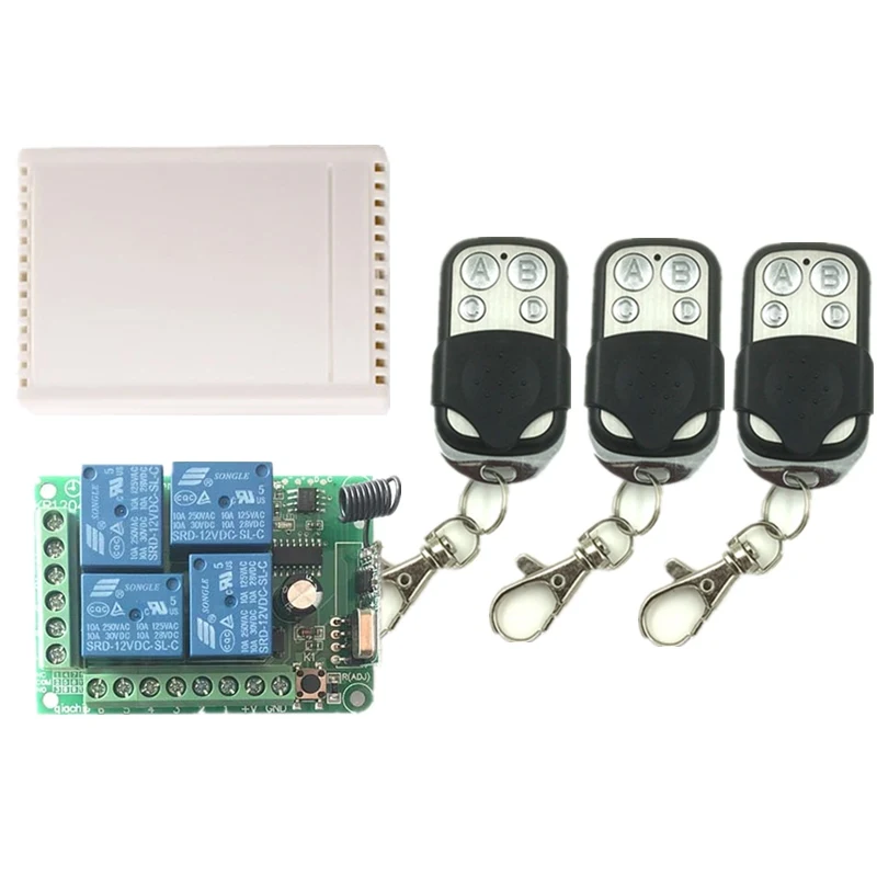1 Receiver 3 Remote QIACHIP 433 МГц Универсальный Беспроводной 4 CH Реле дистанционного Управление переключатель и 433 МГц DC 12V 2CH реле приемники модуль для открытия двери гаража - Цвет: 1 Receiver 3 Remote