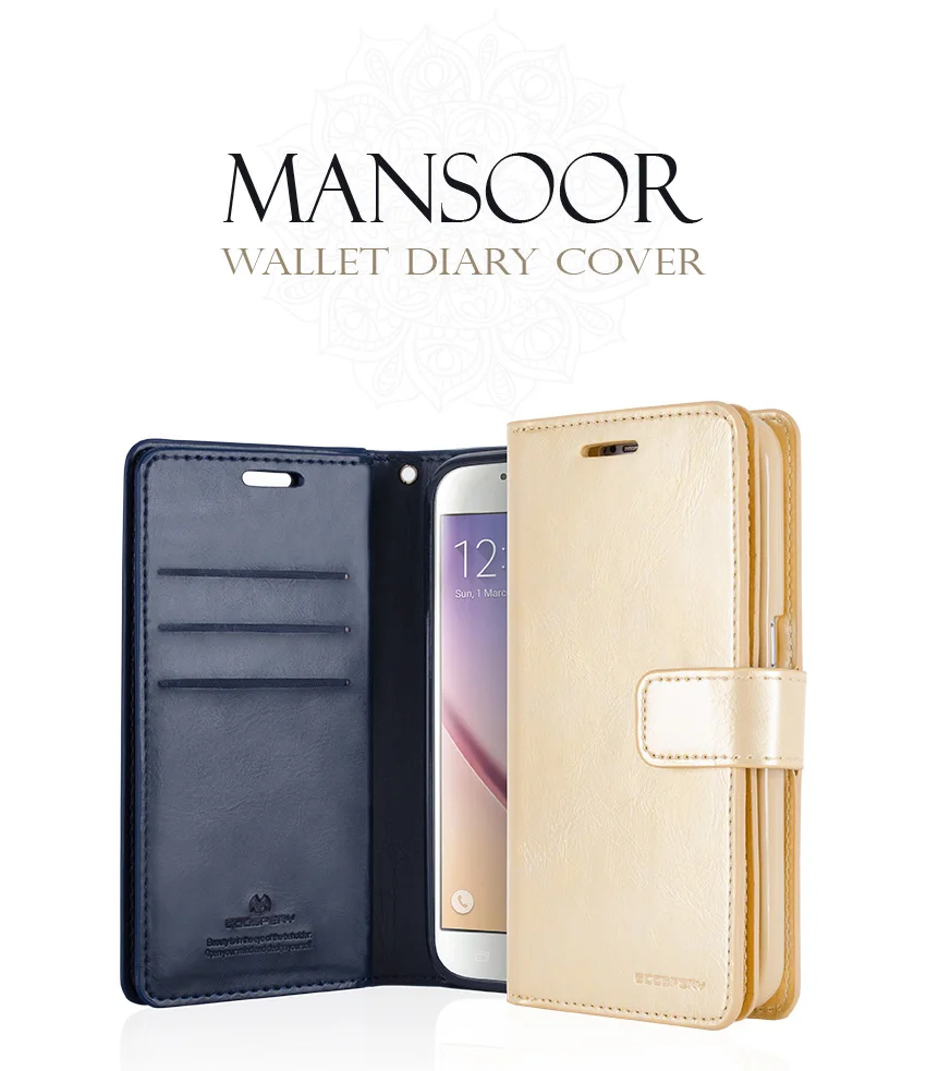 Чехол книжка Mercury Goospery Mansoor Diary с двойным бумажником для Samsung Galaxy S7 Edge S8 S9