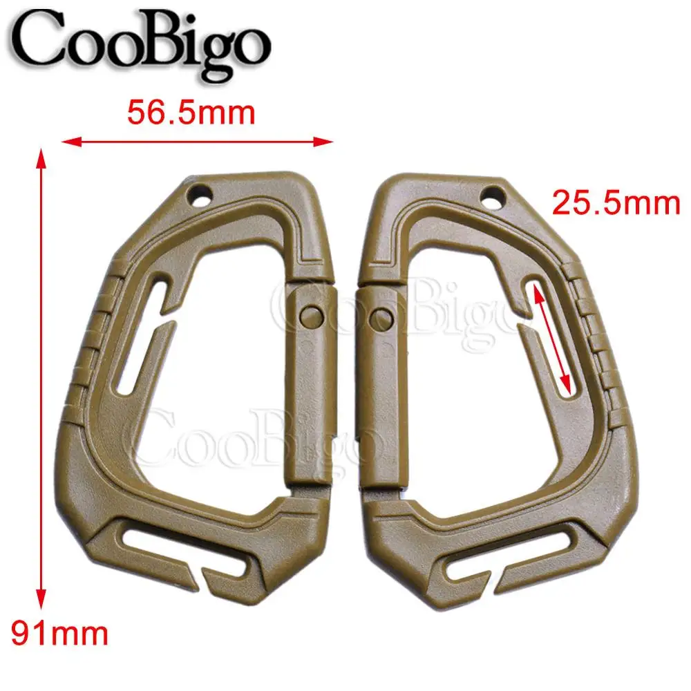 Strong CoyoteBrown 2 шт. Пластиковый Карабин Для Скалолазания d-образное кольцо с зажимом, крюк для кемпинга, альпинизма, пряжка, военная уличная сумка, рюкзак, набор крючков с защелкой - Цвет: Strong CoyoteBrown