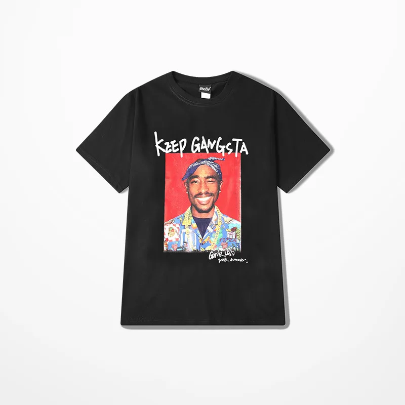 2pac Rap Футболка мужская высокая уличная летняя повседневная одежда с короткими рукавами Мужская футболка хип-хоп скейтборд Kanye West Coast Top Tee