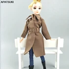 Модное пальто цвета хаки для кукол Барби, одежда и обувь, тренчкот, наряды для кукольного домика Барби, игрушка, аксессуары для кукол 16