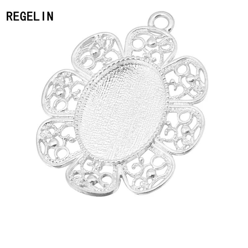 REGELIN 10 шт./лот 18x25 мм цветочный кружевной кулон Пустые Настройки основы кабошона