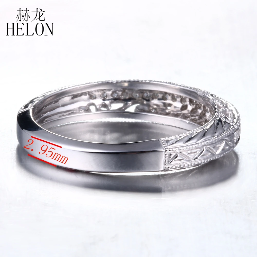 Женское Винтажное кольцо HELON однотонное обручальное из белого золота 14 к с 100%