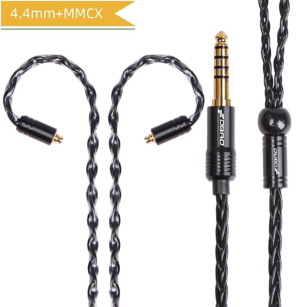 black 4.4mm MMCX FDBRO 2,5/3,5/4,4 мм наушники кабель IE80 A2DC IM 8 ядерный мини посеребренные CD-плеер гарнитура провода LS50 LS70 LS200 LS300 E50 - Цвет: black 4.4mm MMCX