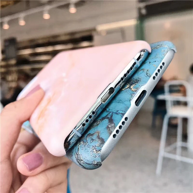 Жесткие чехлы для телефона с каменным узором для Xiaomi 8 8Lite 9 Play розовый синий мрамор Матовый PC чехол для Redmi Note7 задняя крышка fundas Capa