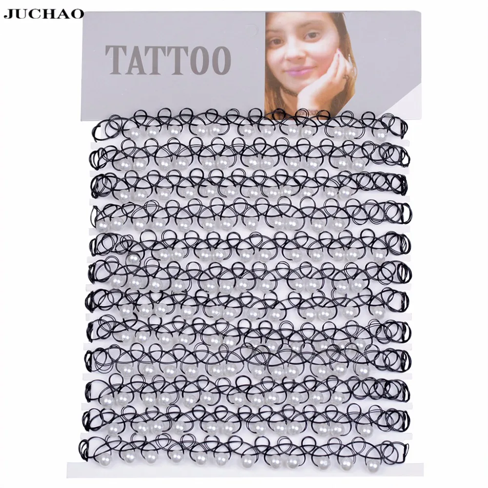 

JUCHAO Pearl Collares Vintage Stretch Tattoo Choker Necklaces For Women Girl Charm Gothic Elastic Necklace Female Wedding Gift