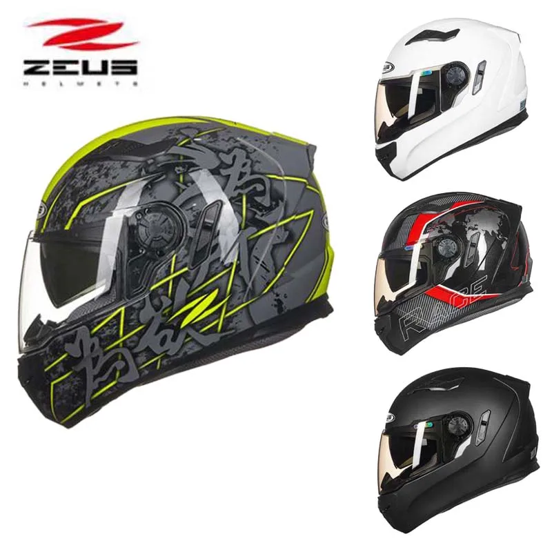 Мужской мотоциклетный шлем ZEUS летний полноразмерный с двойной линзой безопасный