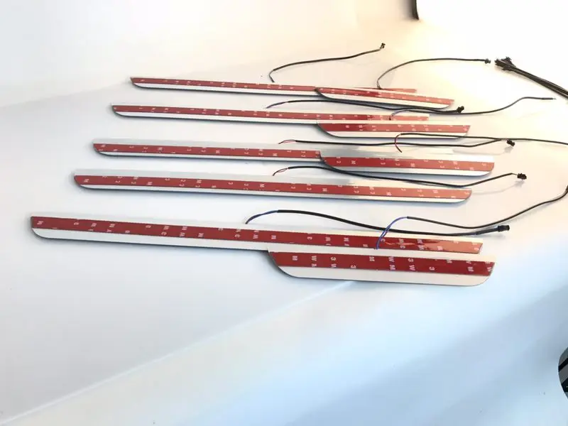 

Osmrk Nerf Bars & Running Boards with led moving door scuff plate sill overlays rapids dynamic light welcome lamp for Seat