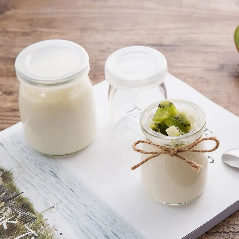 Yilala Pudding Cup Glass Bottle for Dessert Mini Yogurt Mug Creative Mousse Bottles with Lid 4 Pieces Per Set | Дом и сад