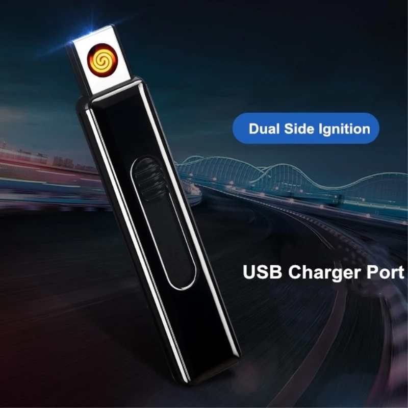 Mini USB Rechargeable Electronic Lighter Double Side Electric Lighter Portable Windproof Arc Plasma Lighter Cigarette Lighter rechargeable electronic lighter usb cigarette lighter windproof touch screen inductive charging lighter