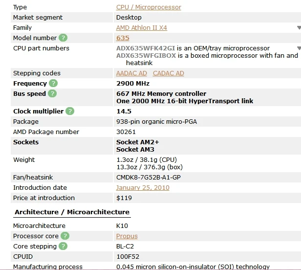 Четырехъядерный процессор AMD Athlon II X4 635 2,9 ГГц/L2 2 м/95 Вт/2000 ГГц разъем am3 am2+ 938 pin