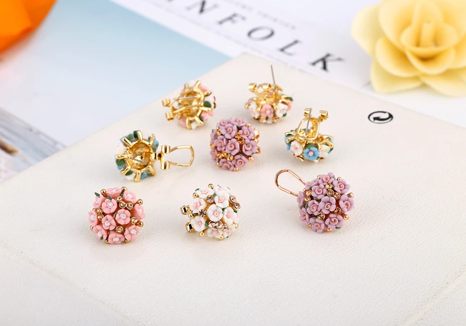 Серьги-гвоздики для женщин Букле д 'ореиль ювелирные изделия Brincos Кристалл Pendientes Mujer модные цветочные серьги Bijoux XY-E639