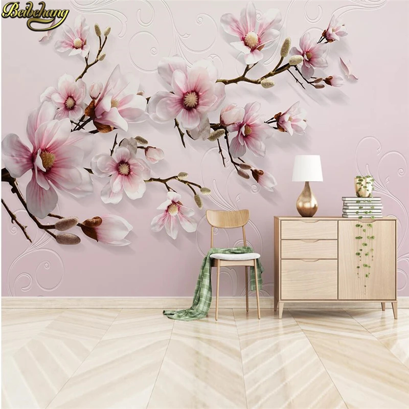 Пользовательские розовые лилии цветок фото обои 3D росписи гостиной спальни ТВ