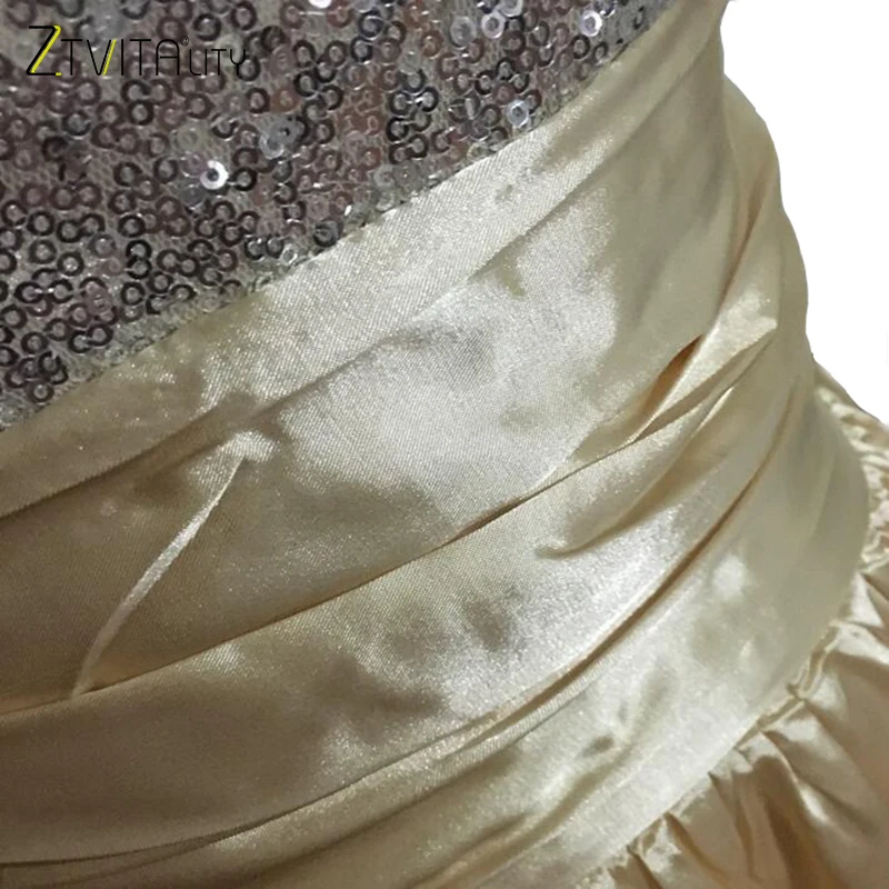 ZTVitality 2018 Summer Women Dresse Sleeveless Fashion Sequins One-Shoulder Empire Elegant Party Dress Sexy Long Vestidos | Женская