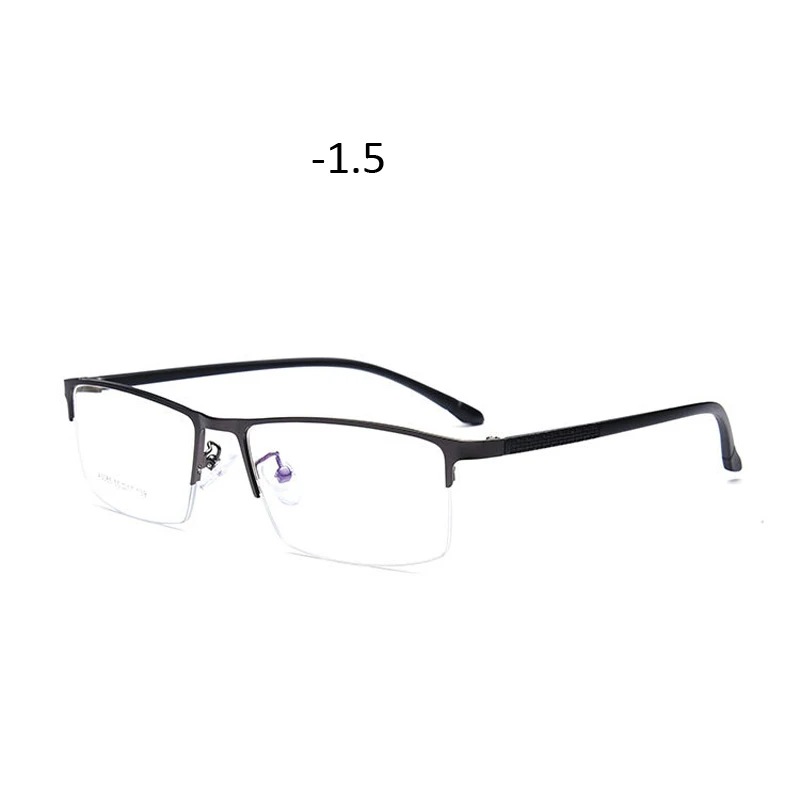 gray myopia 1.5 Zilead полуоправа анти-синий светильник очки для близорукости Ретро Классические мужские Бизнес близорукие очки унисекс-0,75 до-4,0 - Цвет оправы: gray myopia 1.5