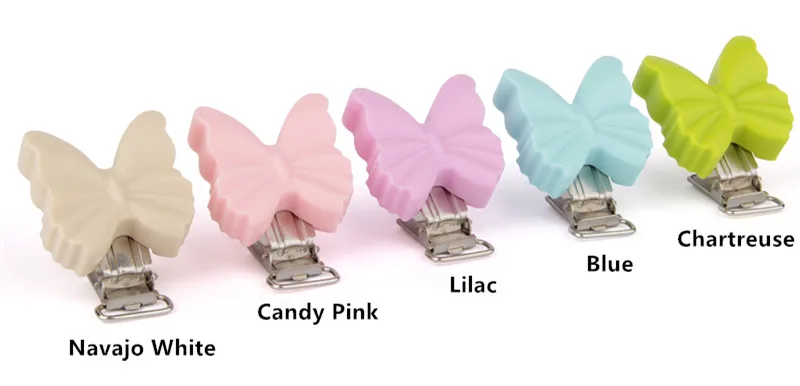 Butterfly 15mm Chengkai 10 шт. силиконовые круглые зажимы медведь цветок динозавр бабочка BPA бесплатно DIY Детские пустышки для кормления пустышка проект игрушки зажимы - Цвет: Butterfly 15mm