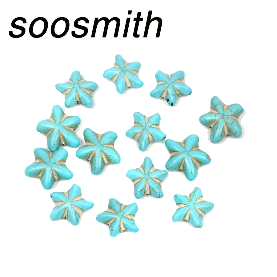 Soosmith Новая модная синяя Морская звезда Свободные натуральный камень Spacer Бусины