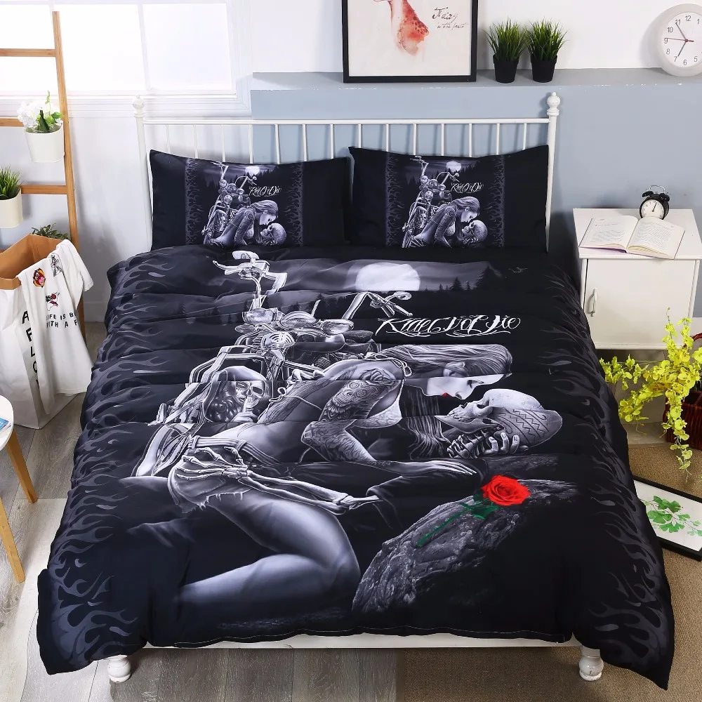 Набор постельного белья 3D Ride & Die набор с красными губами и розой пододеяльников