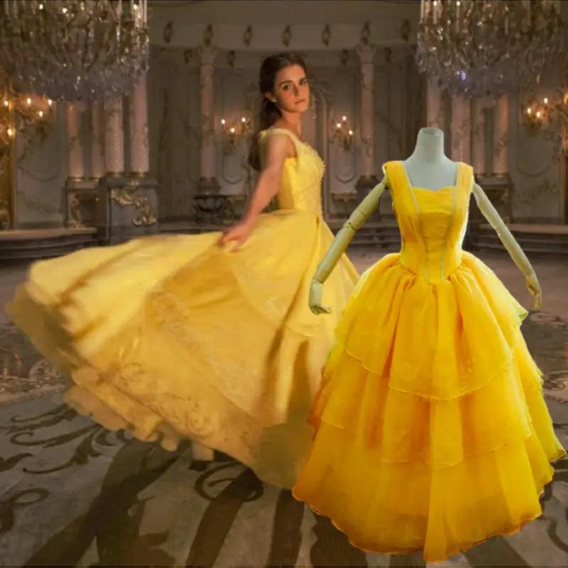 

Movie Beauty And The Beast Princess Belle Cosplay Costume Dress Outfit Halloween Women Clothes Party Custom Made Adult Kids Cost