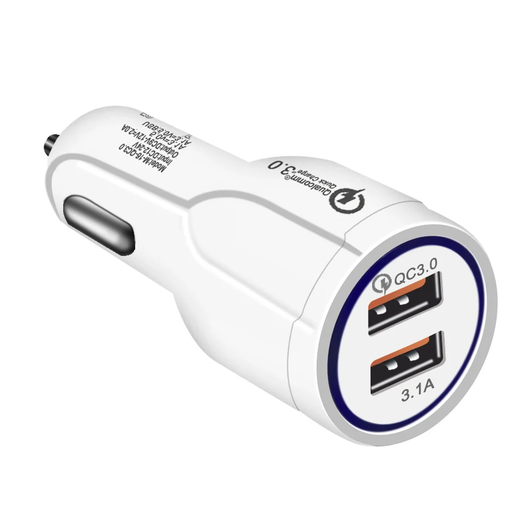 Автомобильное зарядное устройство USB Quick Charge 3 0 для мобильного телефона 2 порта