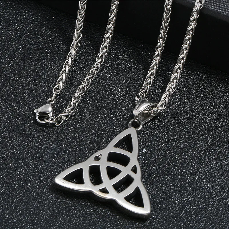 Винтажное ожерелье из нержавеющей стали с узлом кельтского ирландского трикета