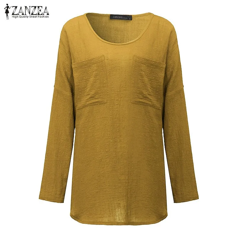 ZANZEA Винтаж Blusas Fenmininas 2021 Осенняя блузка для женщин Повседневная Свободная рубашка