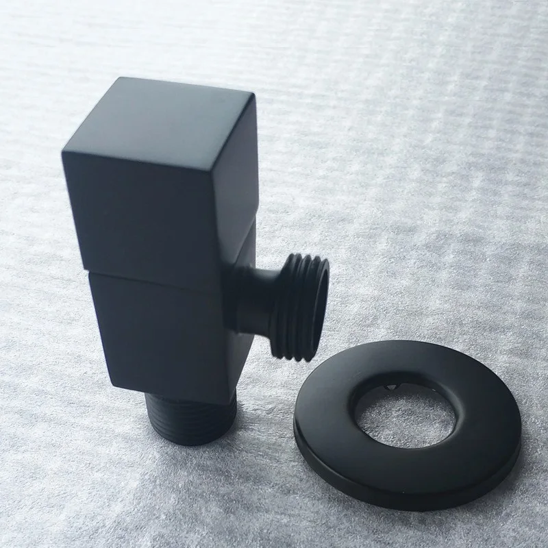 Твердый латунный квадратный угловой клапан 1/" Мужской x 1/2" Мужской ванной клапан биде матовый черный заправочный клапан аксессуары для ванной комнаты - Цвет: black A