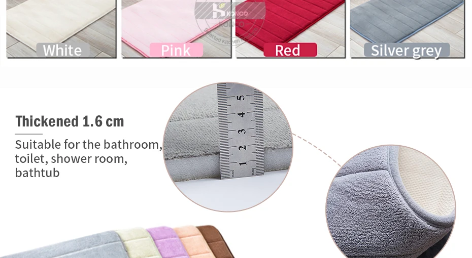 Konco 40*60cm Bath Mat Bathroom Carpet Rug coral fleece Memory Foam Bathroom Mat kitchen Door Floor tapis de bain