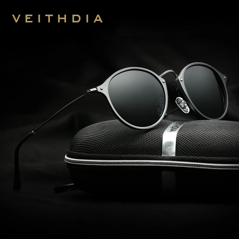 

Солнцезащитные очки унисекс VEITHDIA, брендовые модные круглые очки для вождения с поляризационными стеклами и зеркальным покрытием, для мужчи...