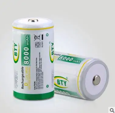 2PCS BTY 8000 mah NIMH размер D аккумуляторная батарея HR20 батареи 8000 mah 1,2 V Ni-MH D перезаряжаемая батарея HR 20 type D - Цвет: 2PCS